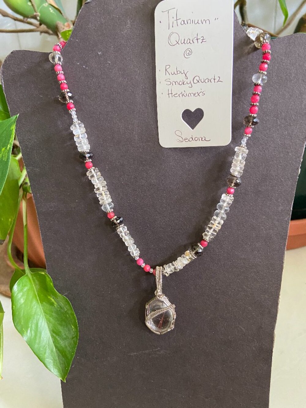 Titanium Quartz w/Ruby, Smoky Quartz and Herkimers Necklace